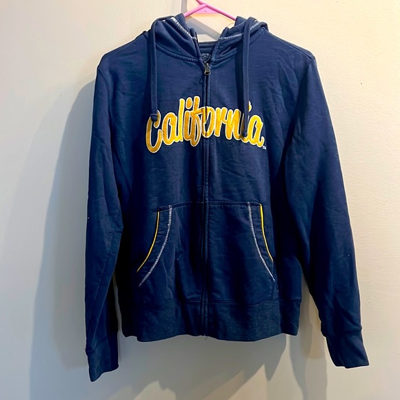 California Zip Up Navy Sweater Blue and Yellow - Picture 1 of 3